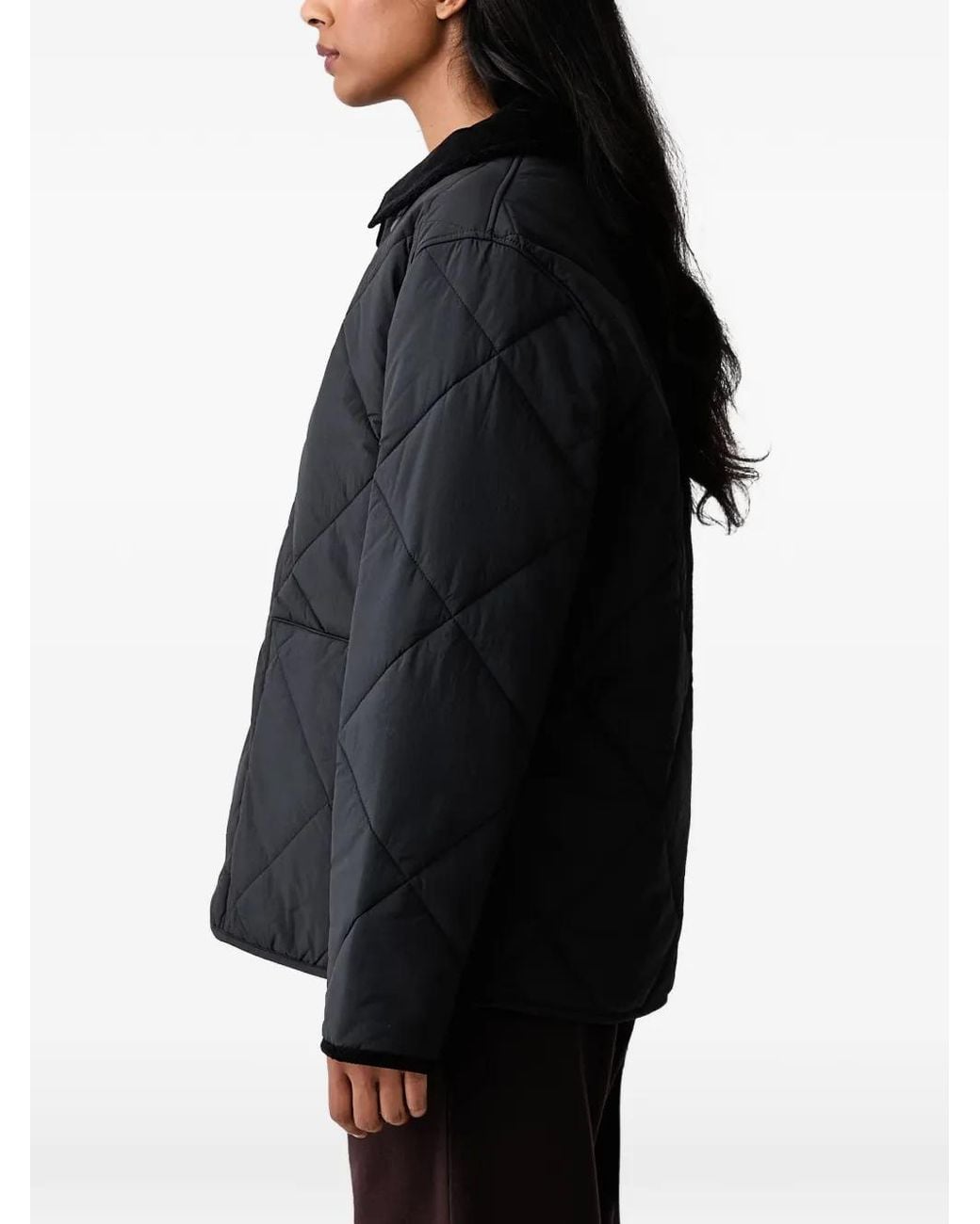 Barbour Black Diamond-Quilted Corduroy-Collar Jacket