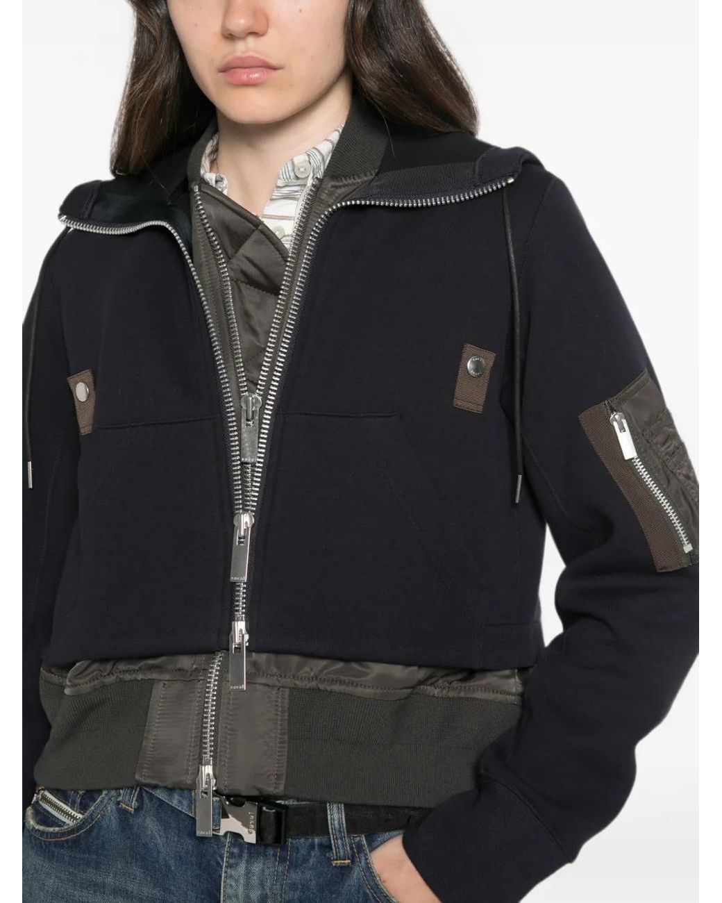 Sacai Blue Panelled Layered-Effect Jacket