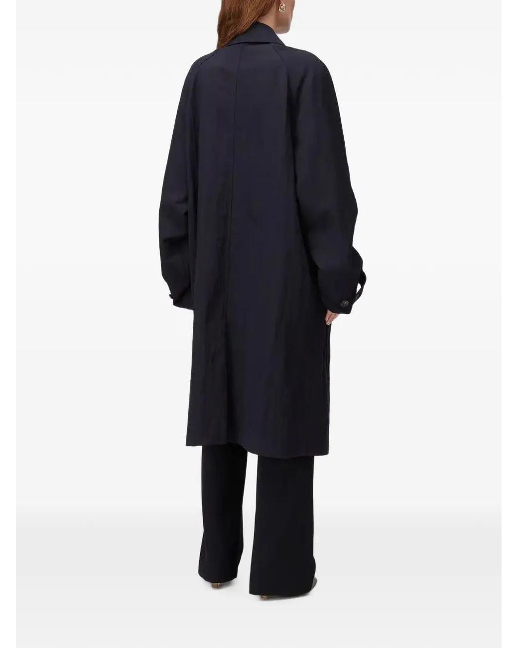 RETORI Blue Wrinkled-Effect Packable Trench Coat