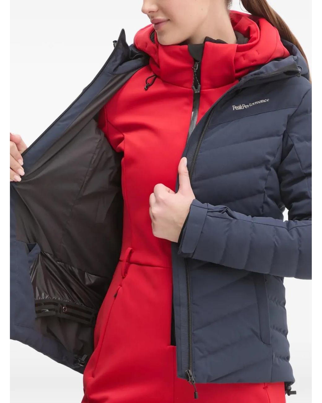 Peak Performance Red Hooded Quilted Ski Jacket
