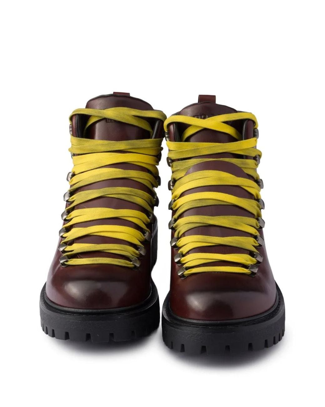Prada Brown Antiqued Leather Lace-Up Ankle Boots for men
