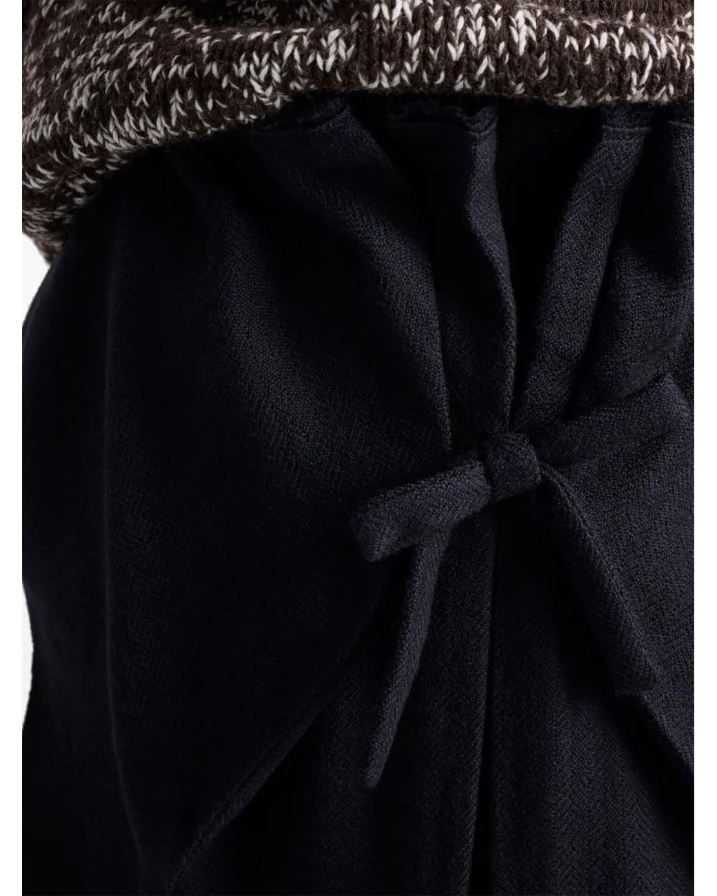 Prada Blue Chevron-Knit Bow-Detail Skirt