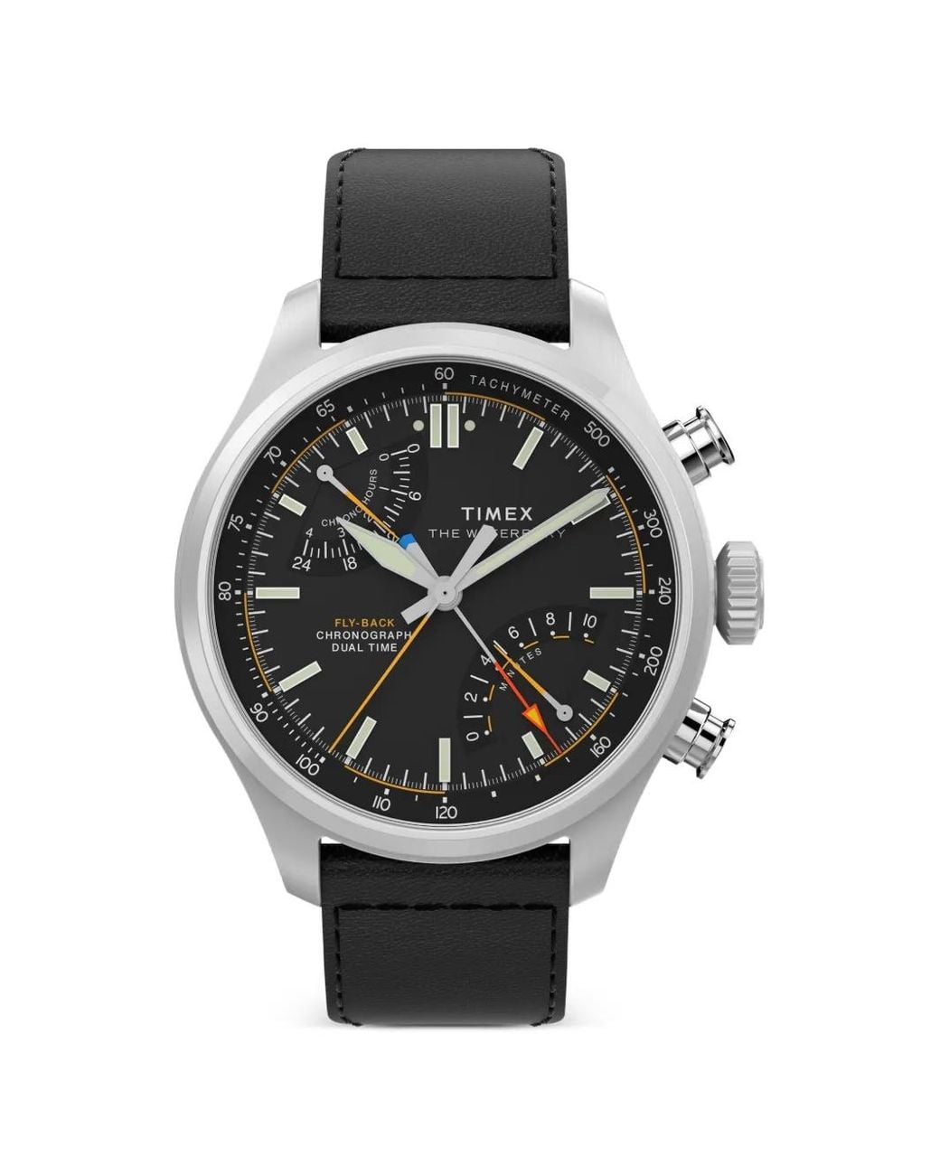 Timex Black Waterbury Ace Fly-Back Chronograph 43Mm Watch for men