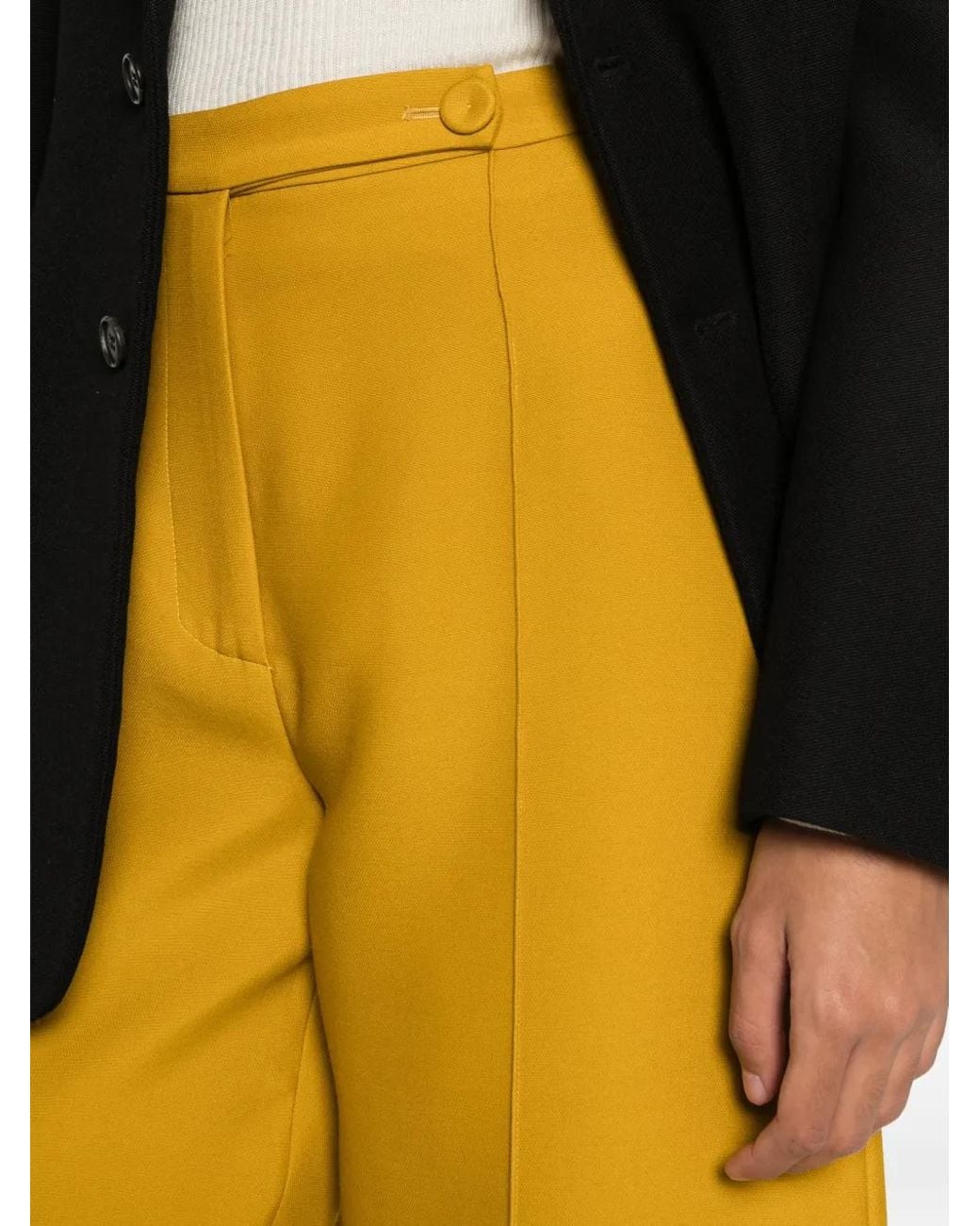 Liviana Conti Yellow Cropped Pressed-Crease Trousers