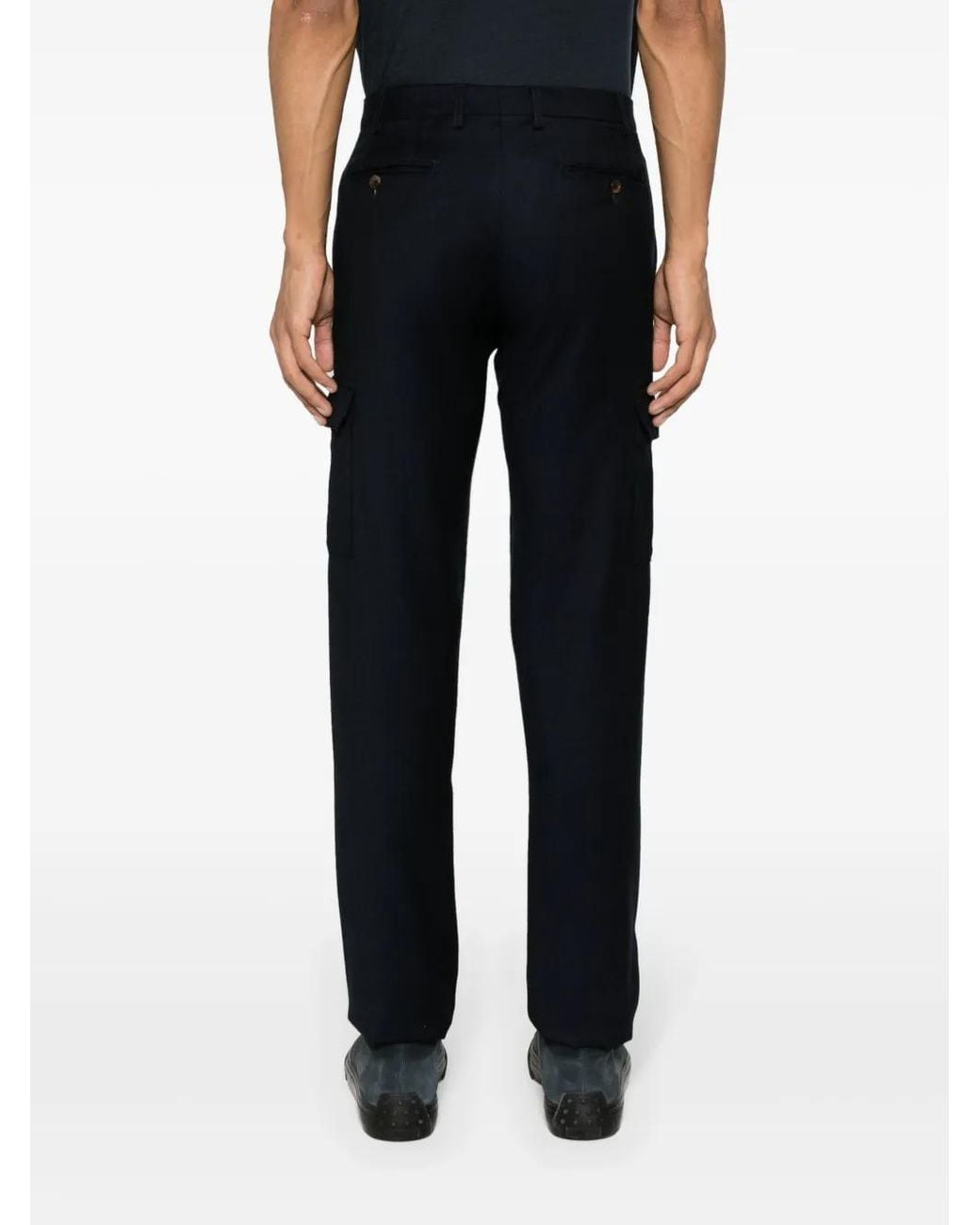 Canali Blue Wool Cargo Trousers for men