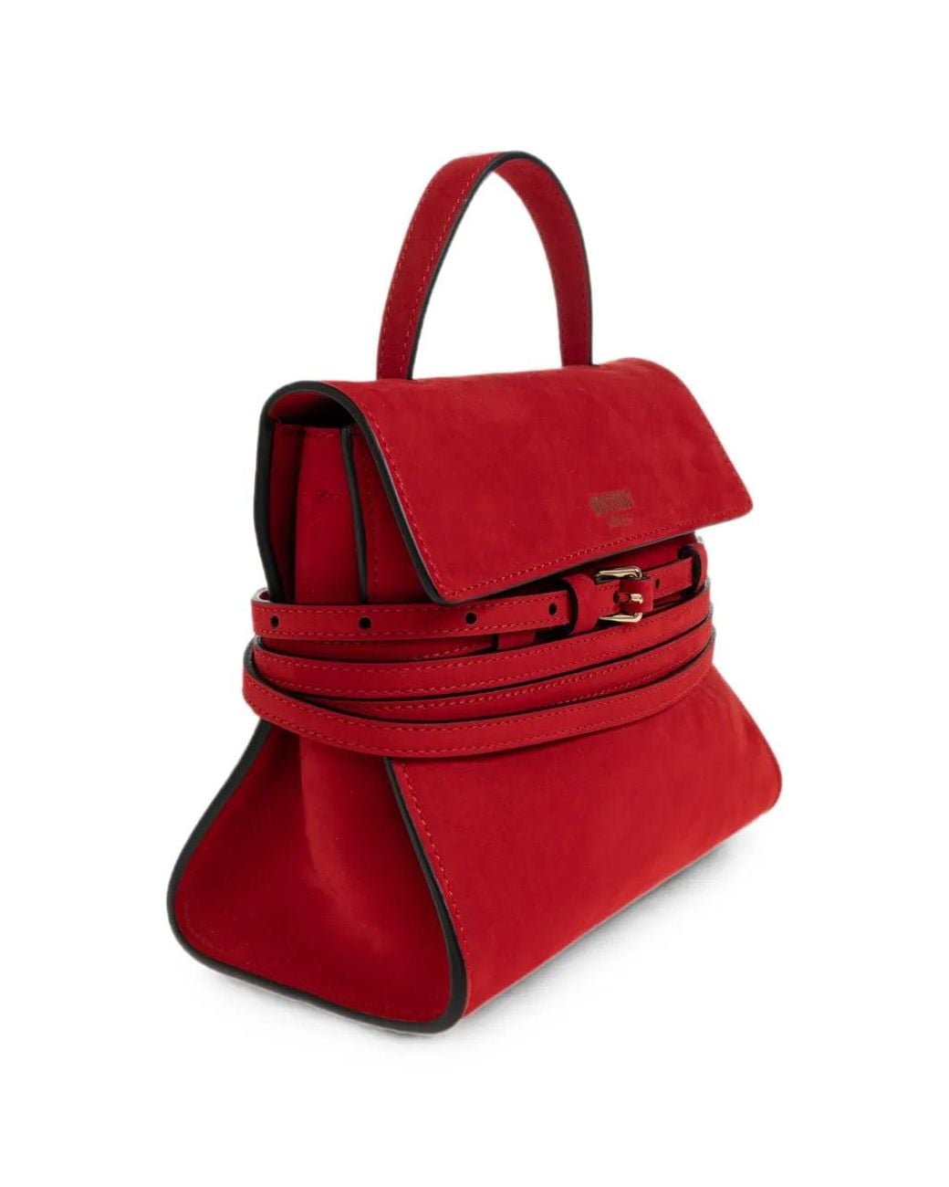 Moschino Red Tie Me Suede Tote Bag