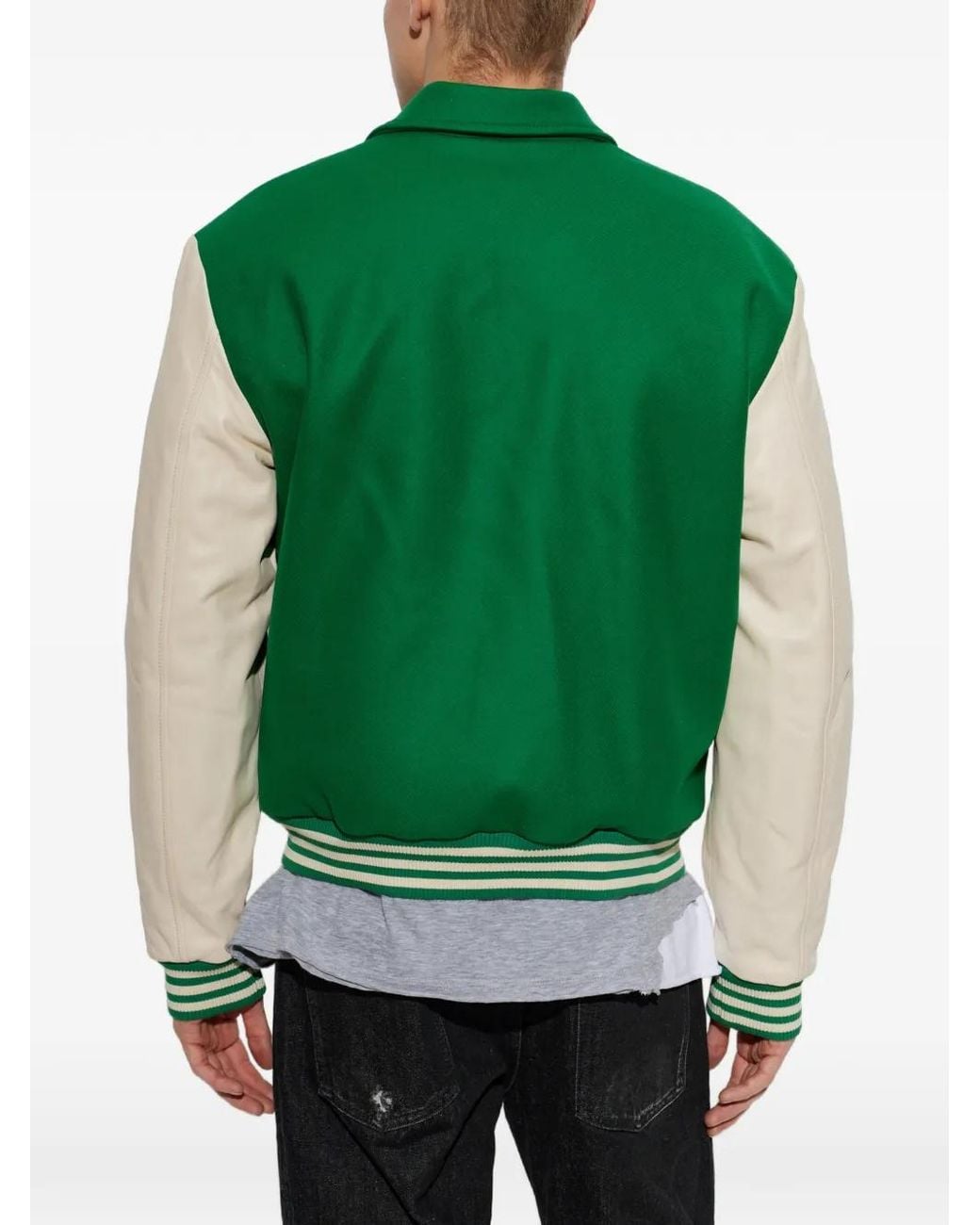 DSquared² Green Logo-Patch Panelled Bomber Jacket for men