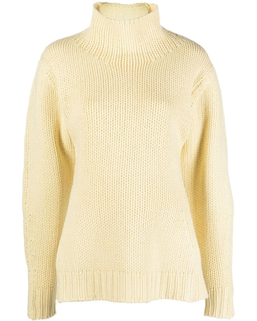Jil Sander Yellow Open Back High-Neck Jumper