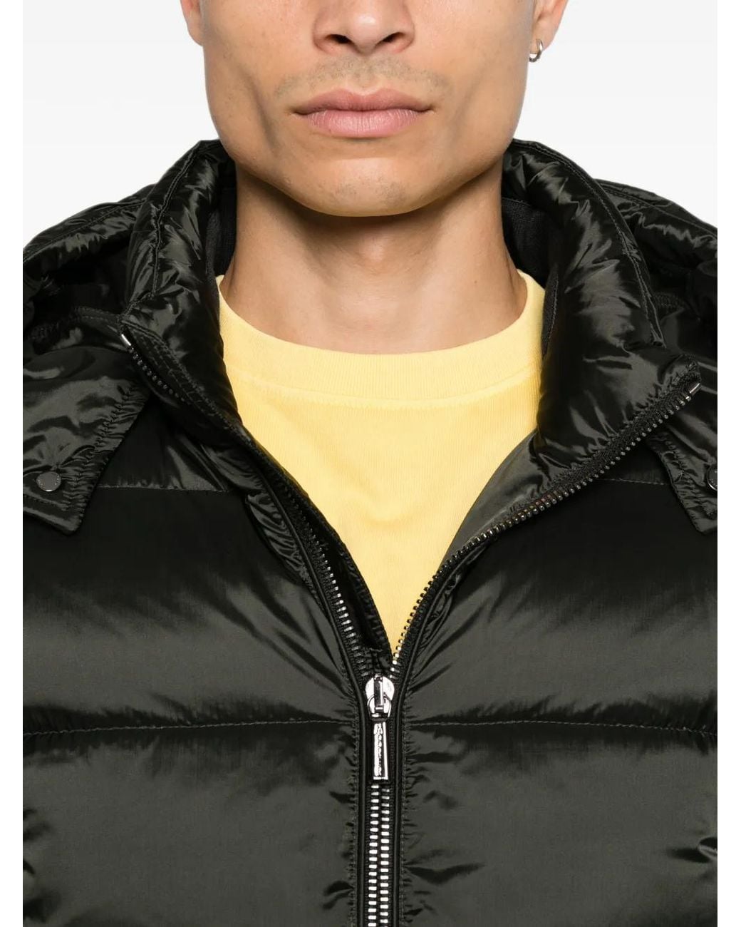 Moorer Black Brett Quilted Hooded Jacket for men