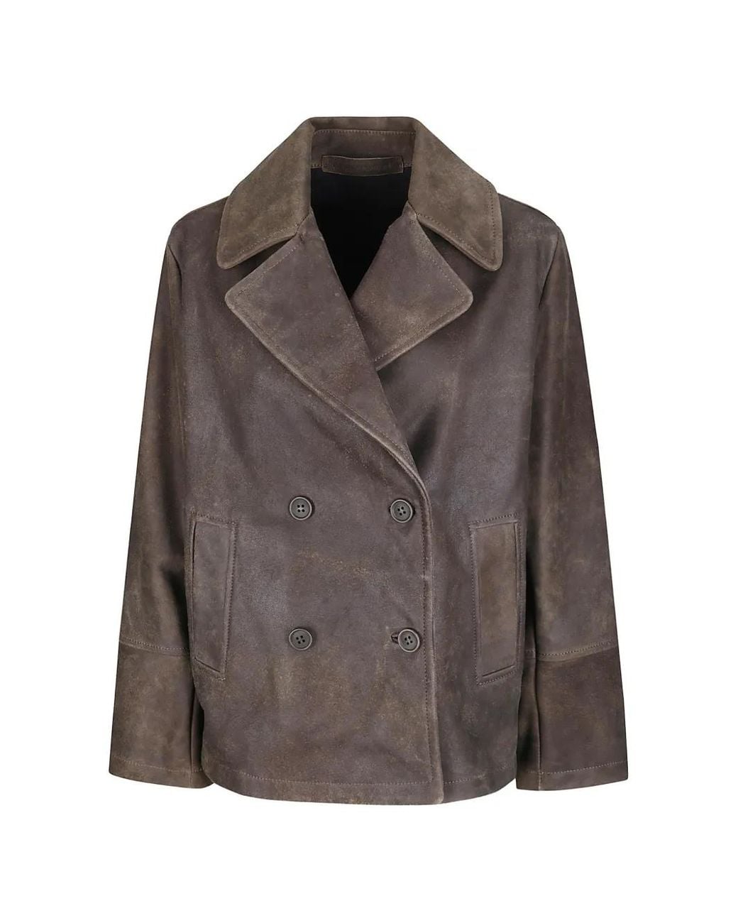 Salvatore Santoro Brown Double-Breasted Leather Jacket