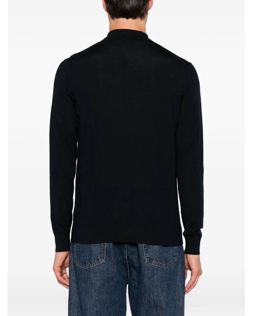 ÉPHÉMÈRE Black Long-Sleeve Polo Shirt for men