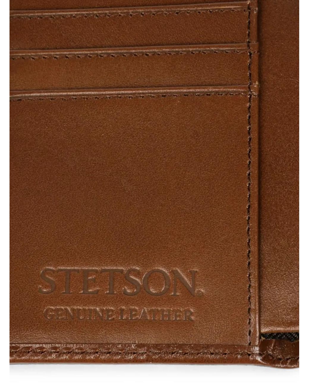 Stetson Black Leather Trifold Wallet for men