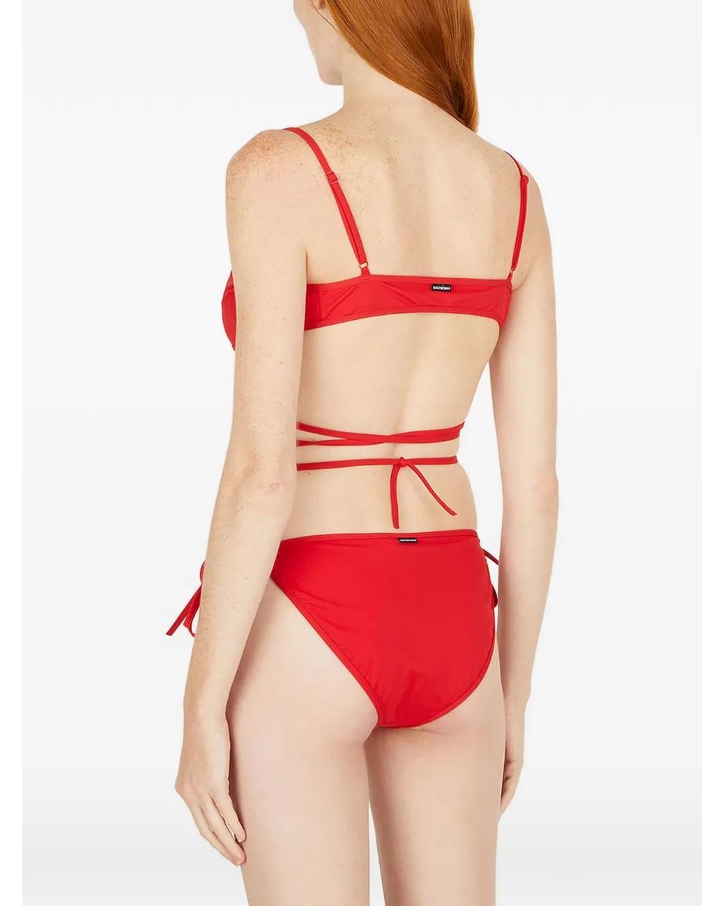 Balenciaga Red Wrap-Around Tie-Fastening Bikini