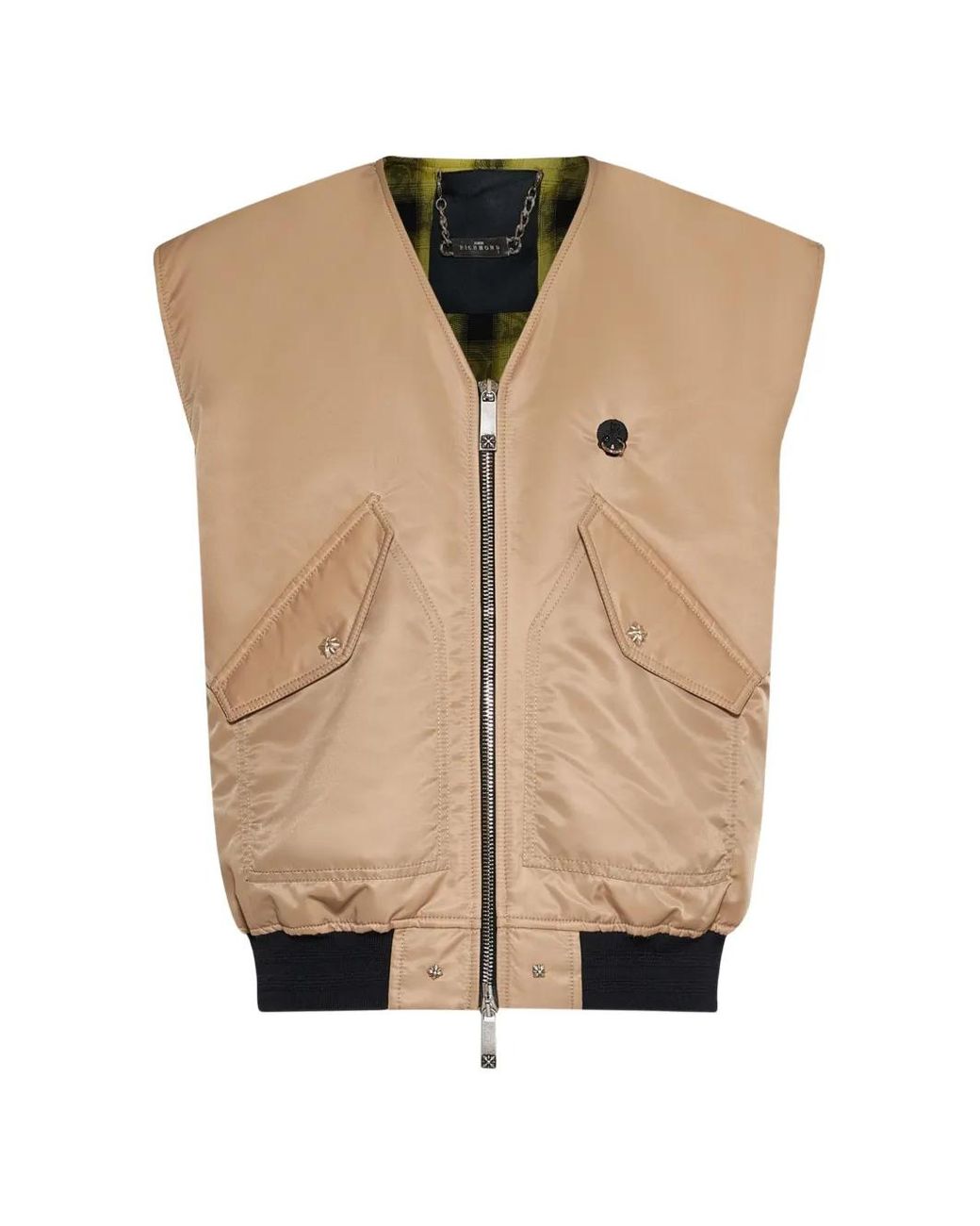 John Richmond Natural Flap-Pocket Zip-Up Gilet for men