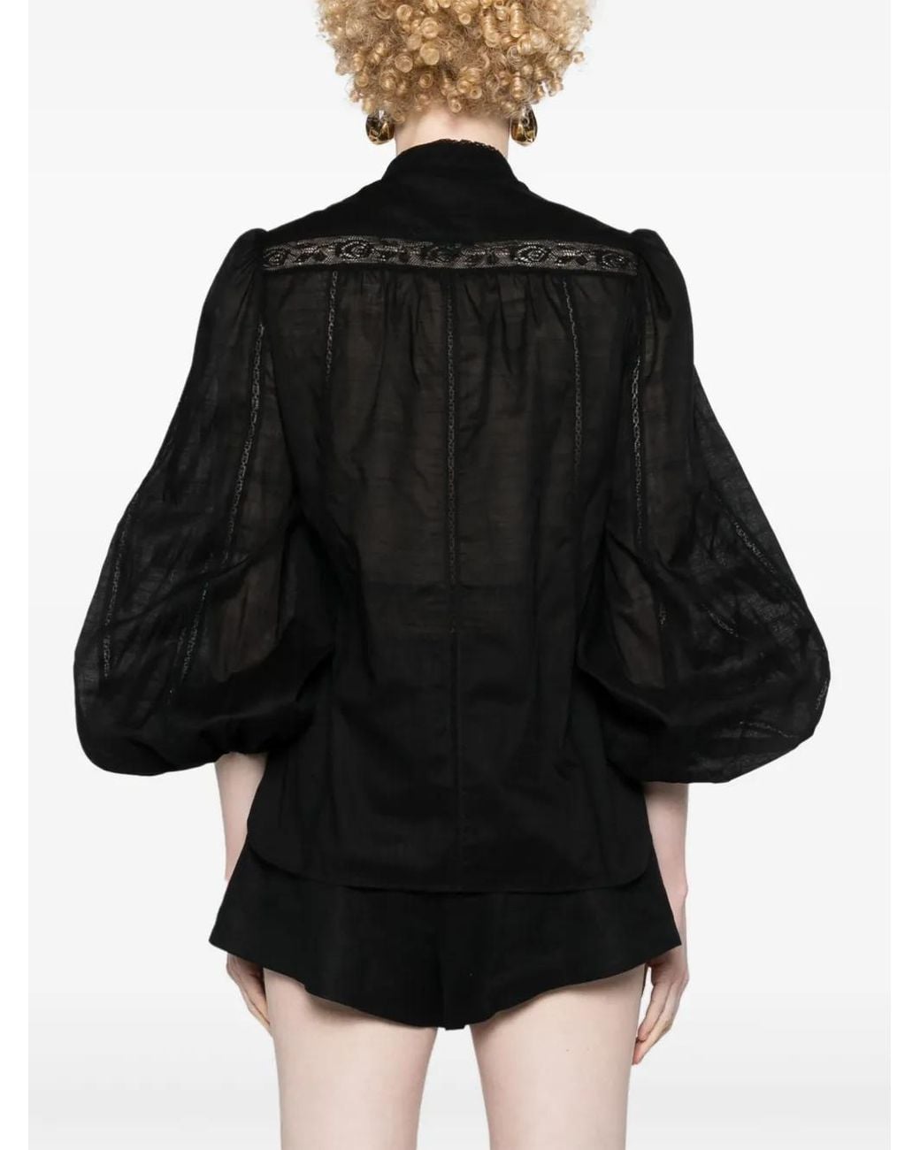 Zimmermann Black Lace Trim Detail Shirt