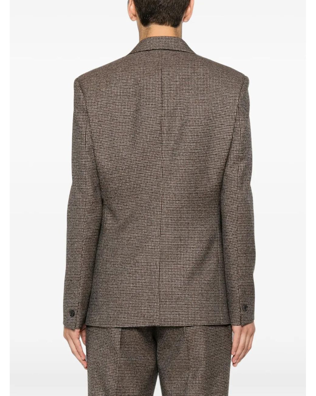 Sandro Brown Houndstooth Double-Breasted Blazer for men