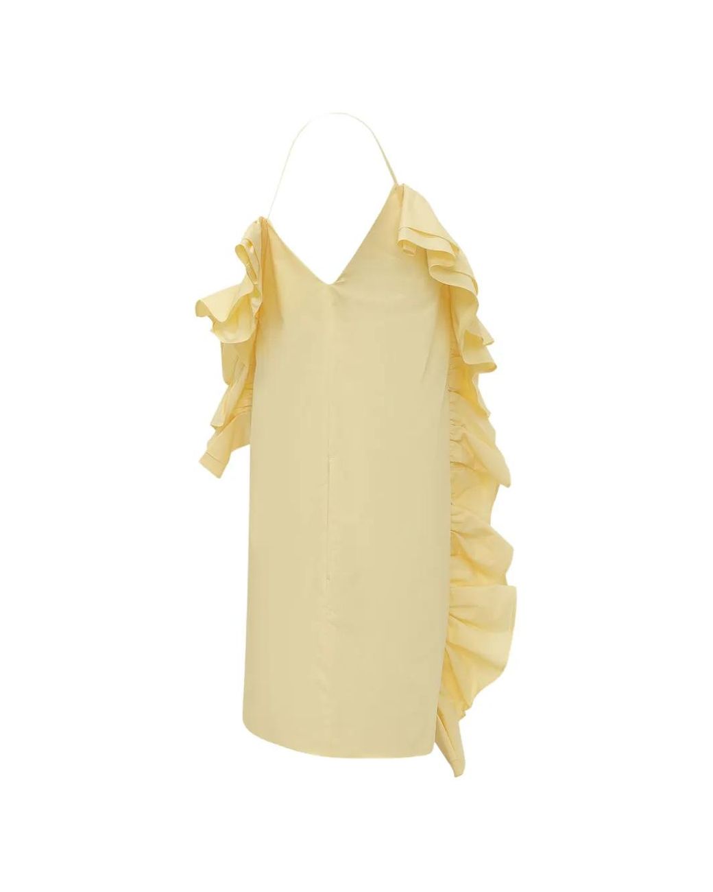 MSGM Metallic Ruffled V-Neck Mini Dress