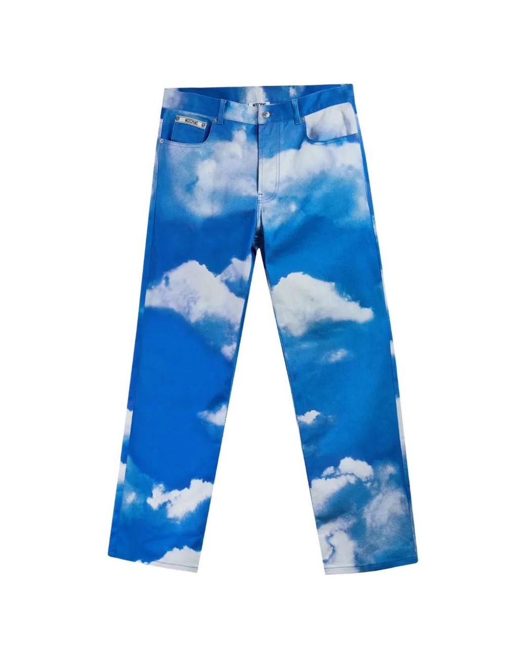 Moschino Blue Cloud-Print Straight-Leg Jeans for men