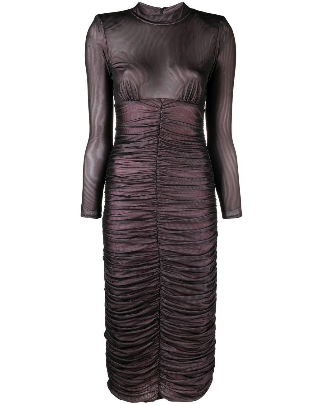 Self-Portrait Double-mesh Midi Dress in Black | Lyst