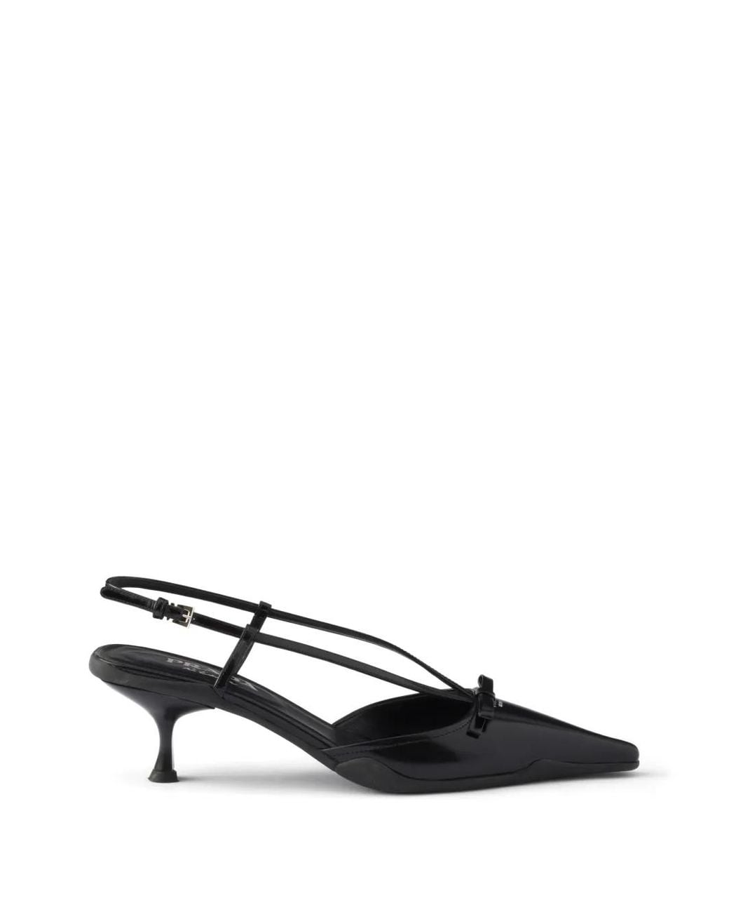 Prada Black Decollete Brushed Leather Slingback Pumps