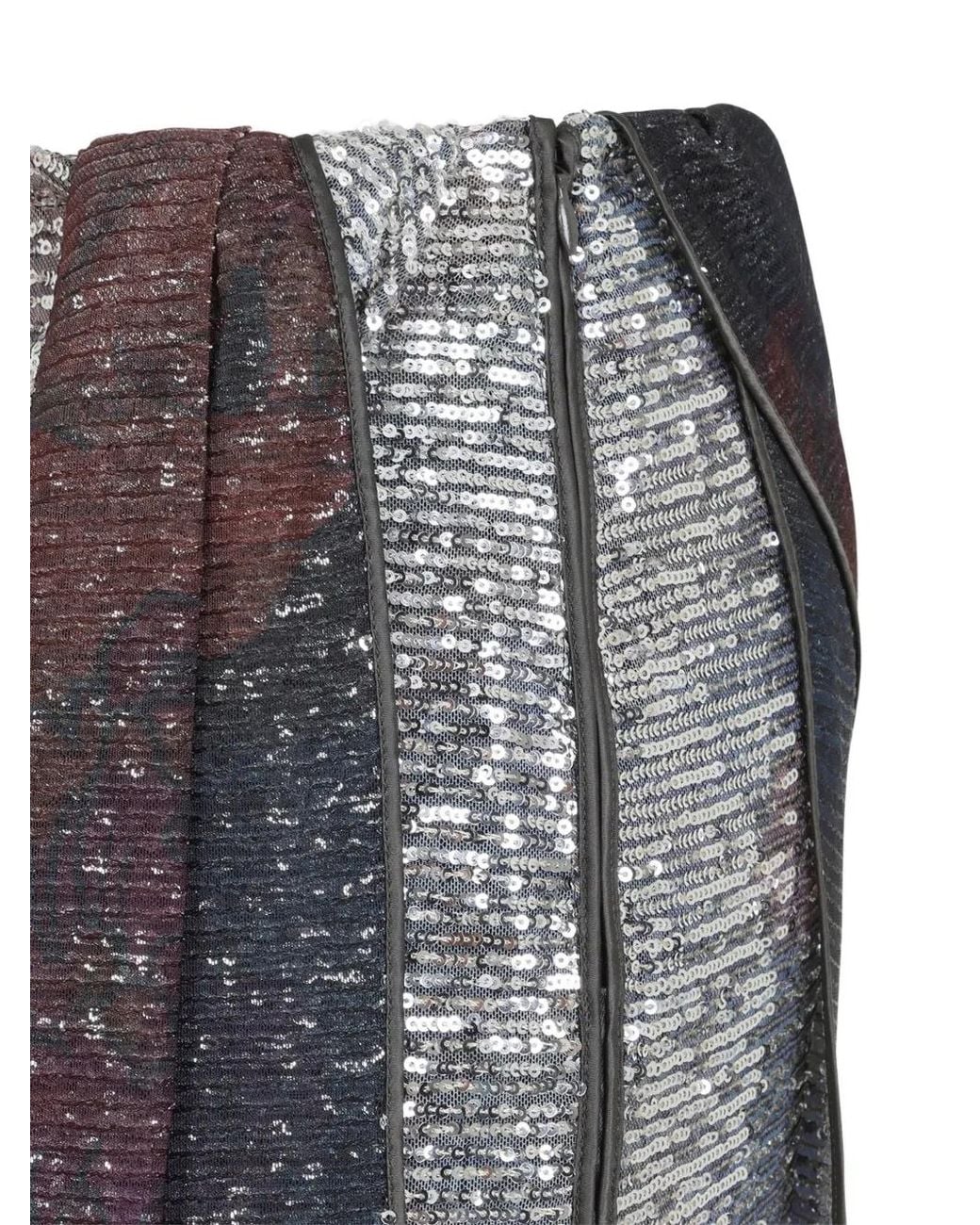 Maison Margiela Purple Printed Paillettes Draped Maxi Skirt