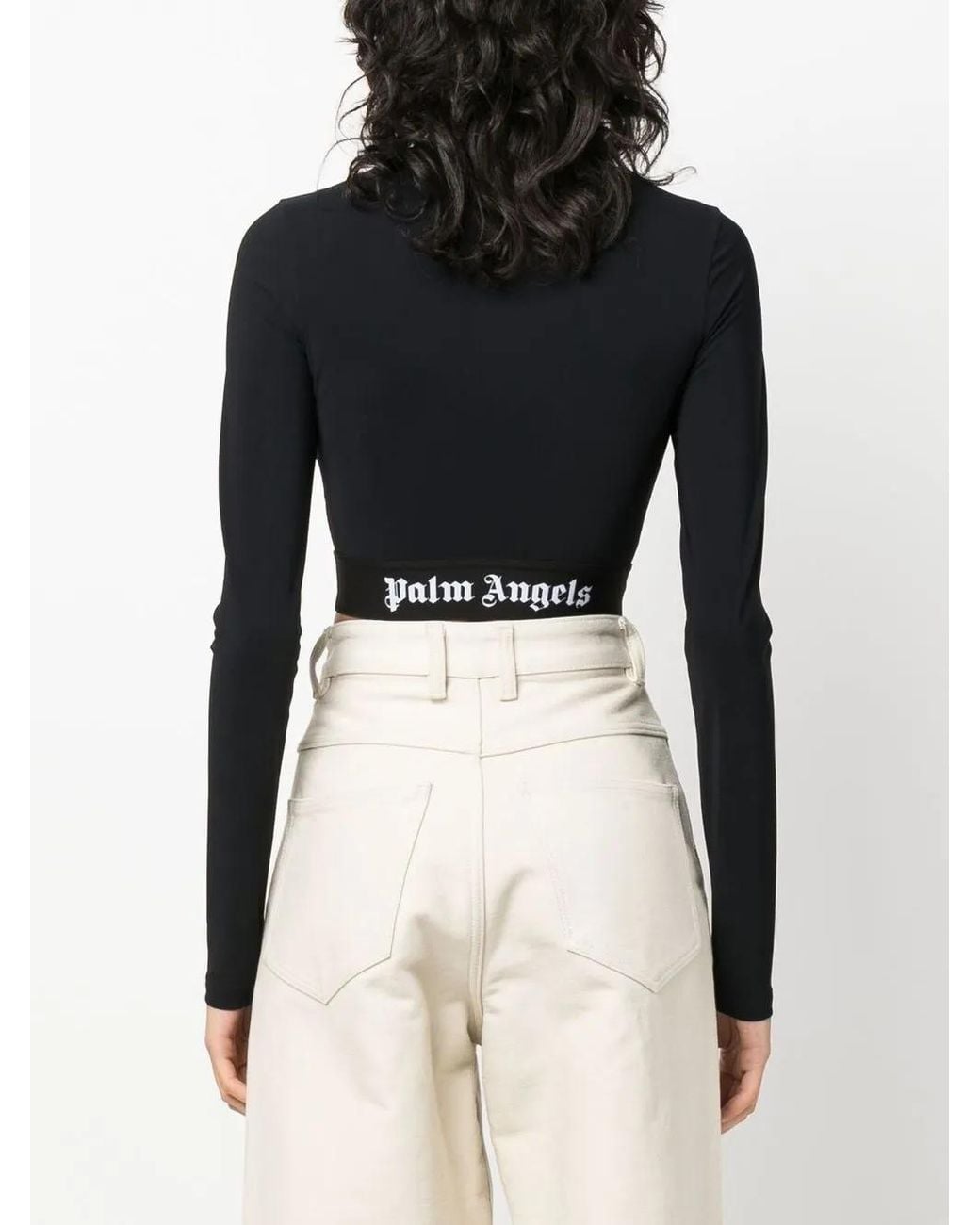 Palm Angels Black Logo Tape Skin Top