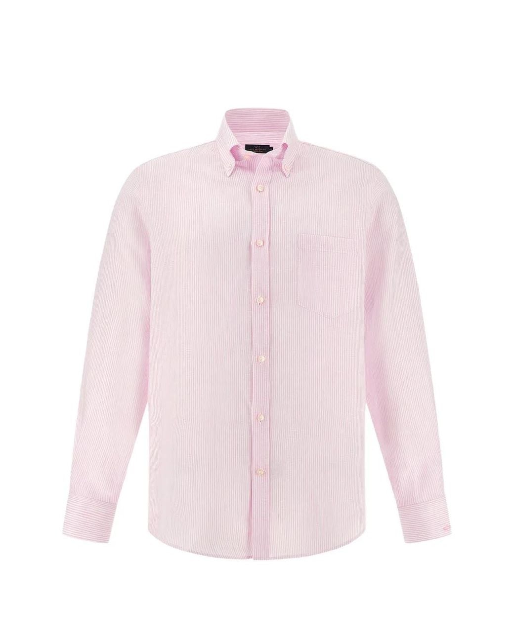Paul & Shark Pink Striped Linen Shirt for men