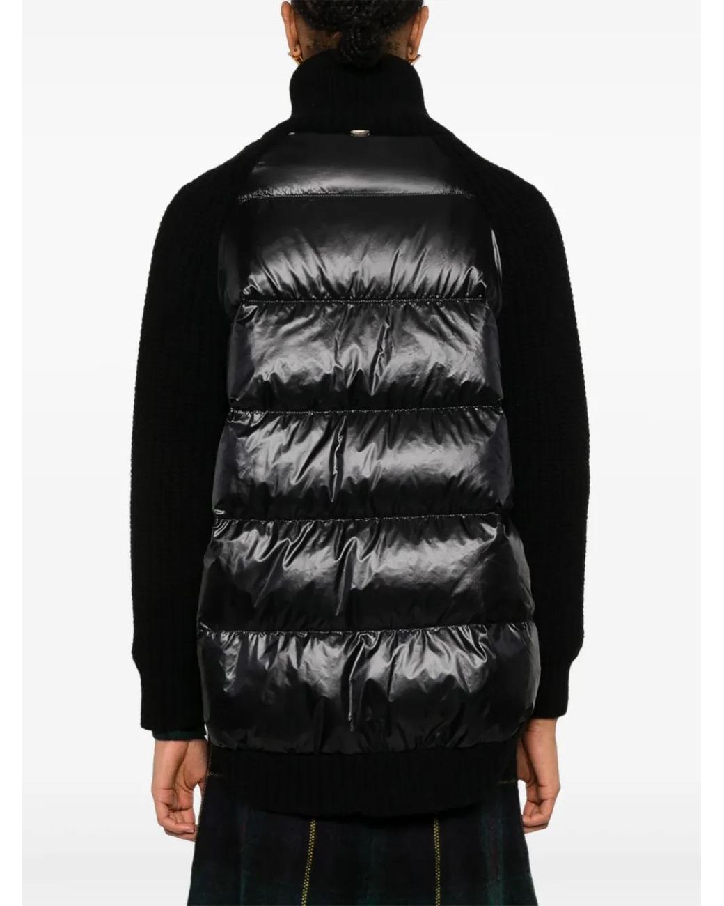 Herno Black Cardigan Mit Gestepptem Einsatz