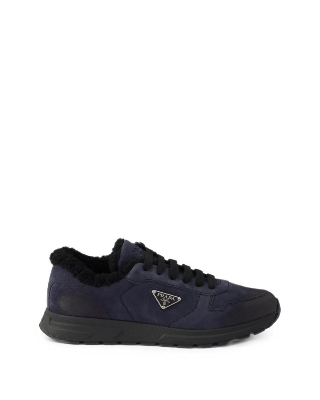 Prada Blue Prax Aged Suede Sneakers for men