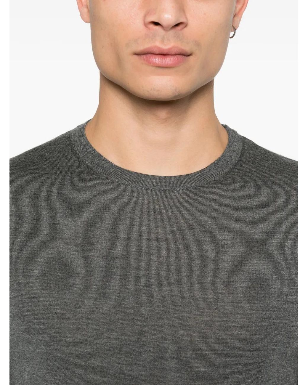 IVORY PARIS Gray Crew-Neck Long-Sleeve Sweater for men
