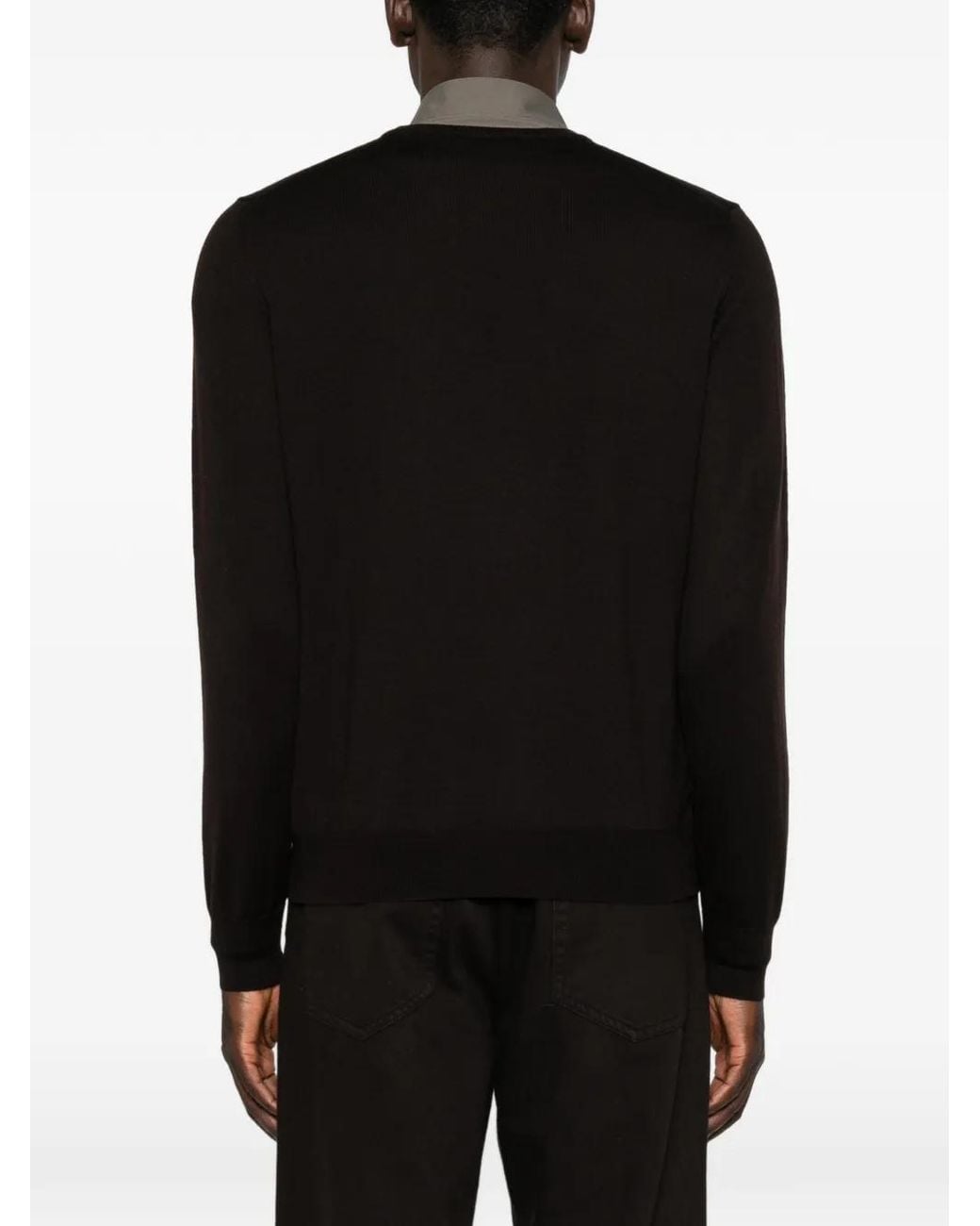 Gran Sasso Black Crew-Neck Knitted Sweater for men