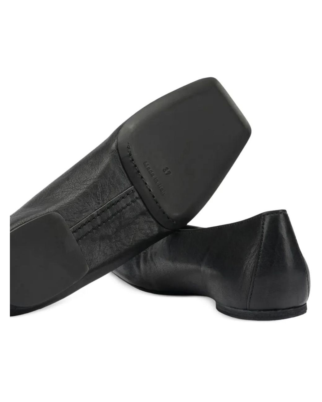 Rick Owens Black Ballerines En Cuir