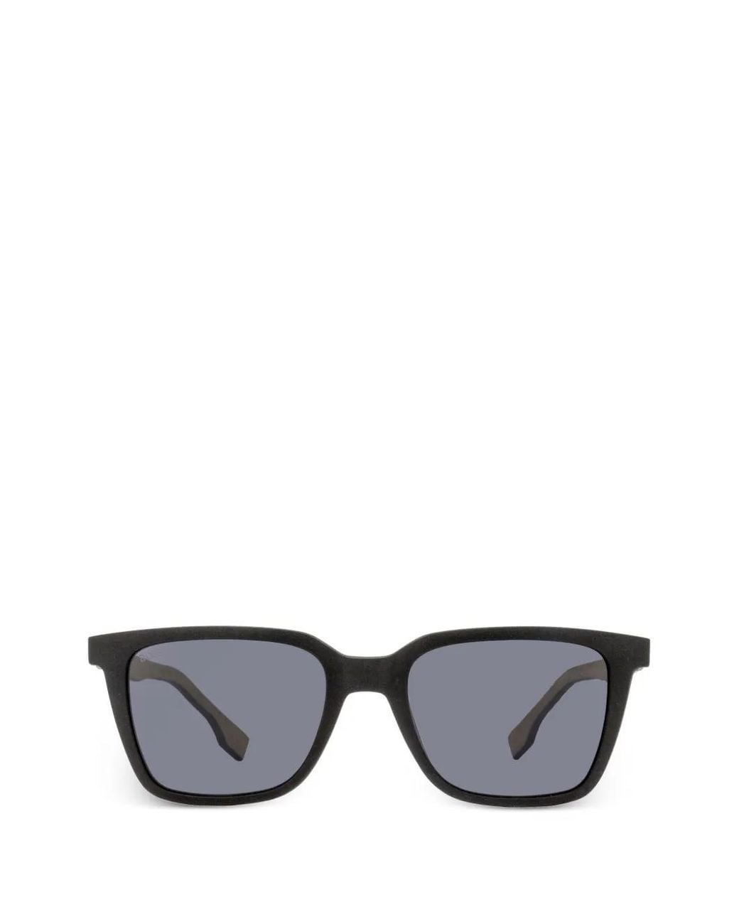 Boss Gray Stepped-Brow-Line Rectangle-Frame Sunglasses for men