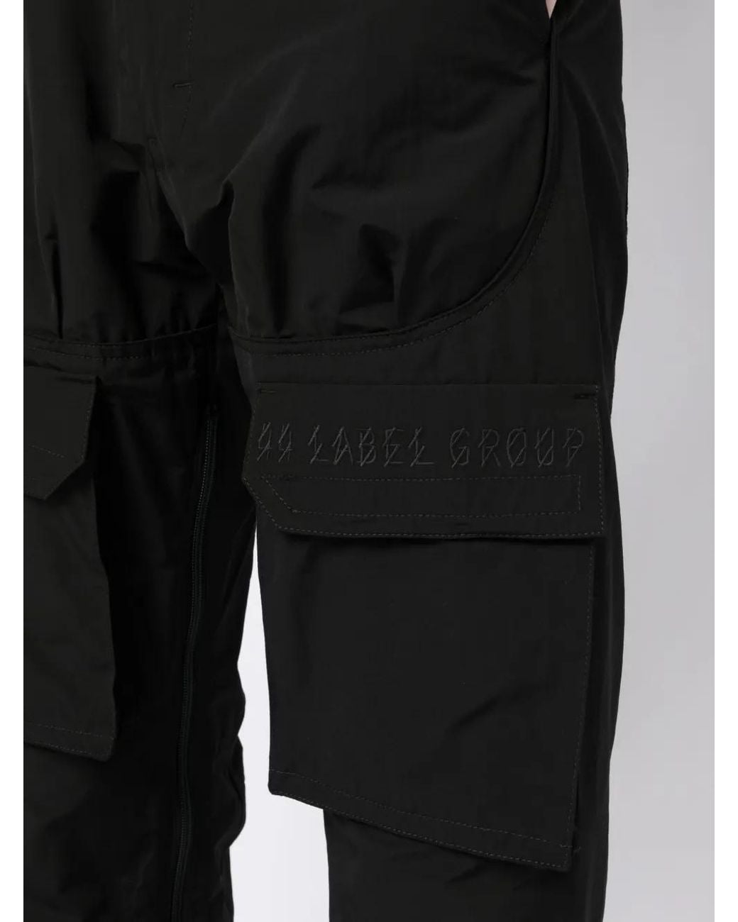 44 Label Group Black Multi-Pocket Parachute Trousers for men