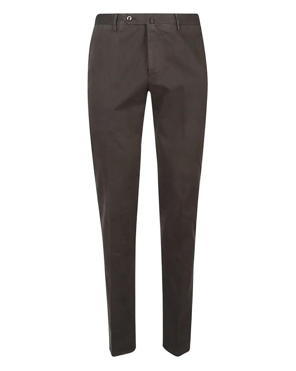 PT Torino Gray Cotton Straight-Leg Trousers for men
