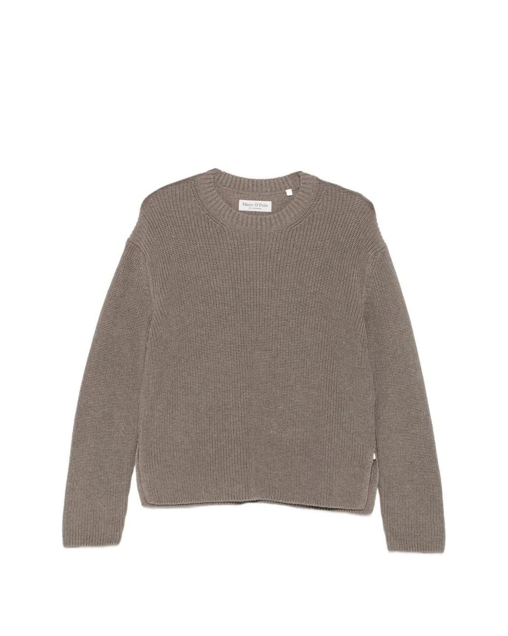 Marc O' Polo Gray Ribbed-Knit Crew-Neck Sweater