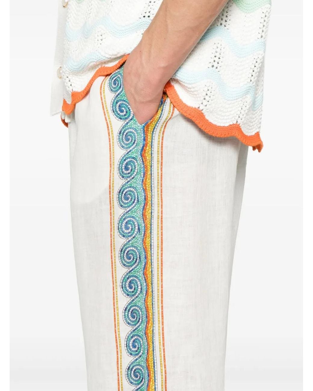 Casablanca White Greco Wave Trousers for men