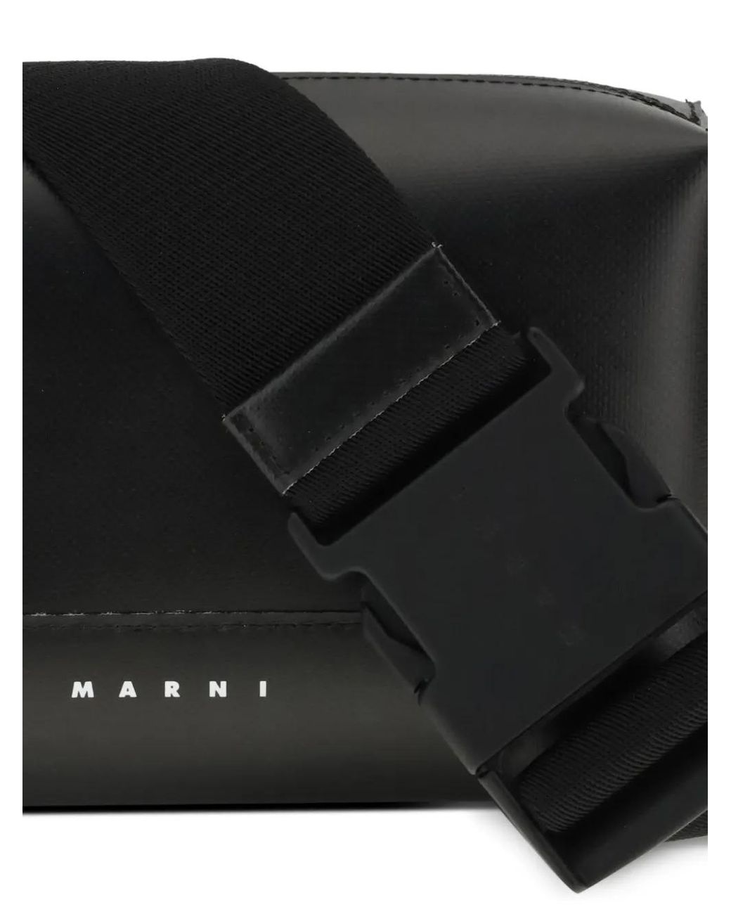 Marni Black Buckle Strap Messenger Bag for men