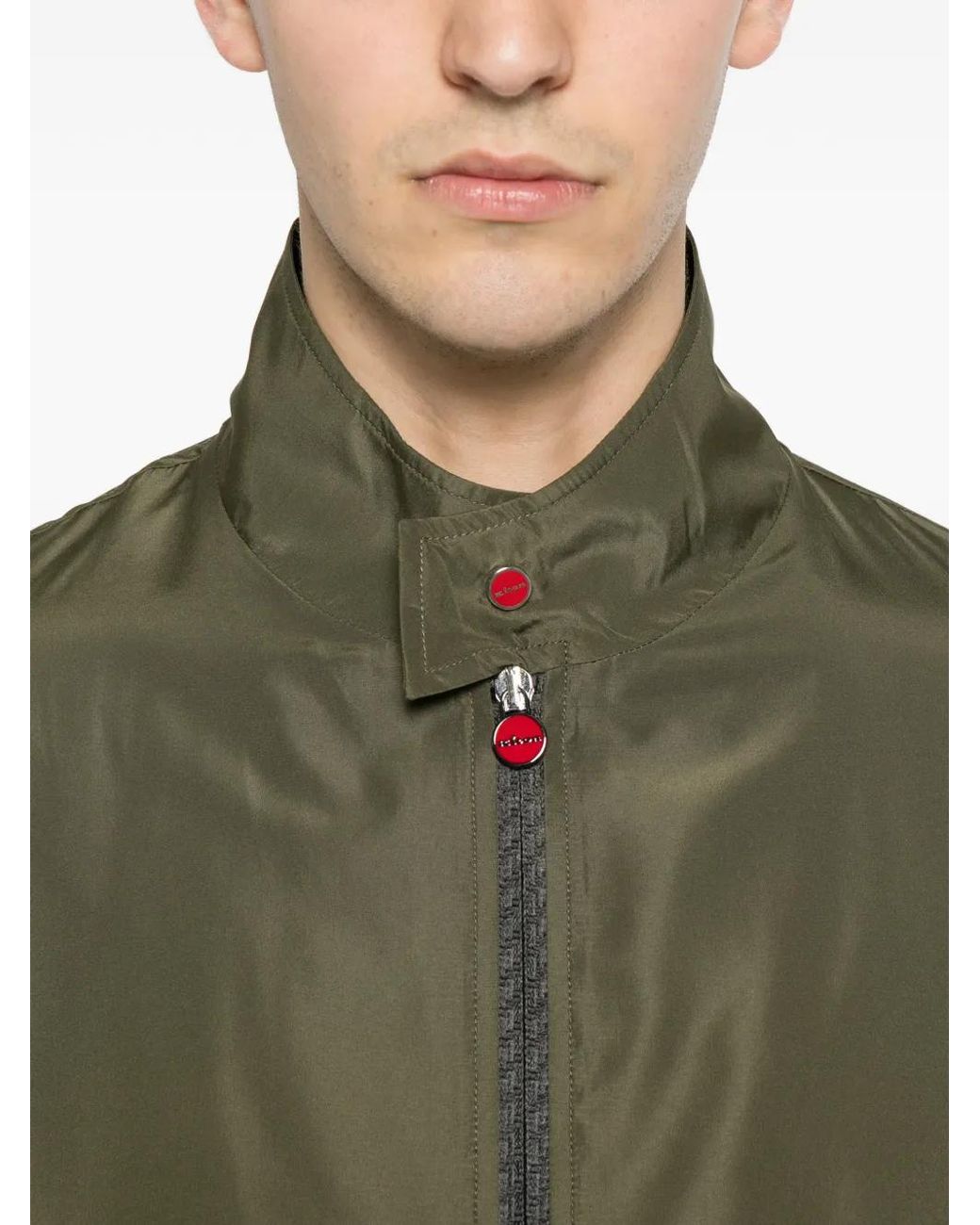 Kiton Green Zip-Up Bomber Jacket for men