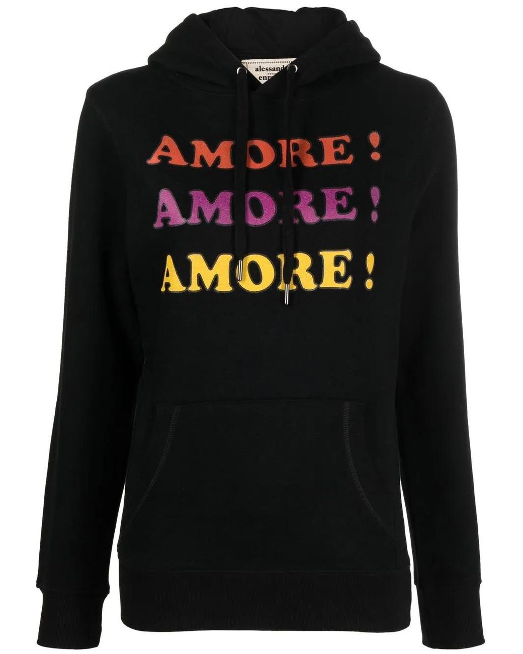 ALESSANDRO ENRIQUEZ Black Slogan-Print Drawstring Hoodie