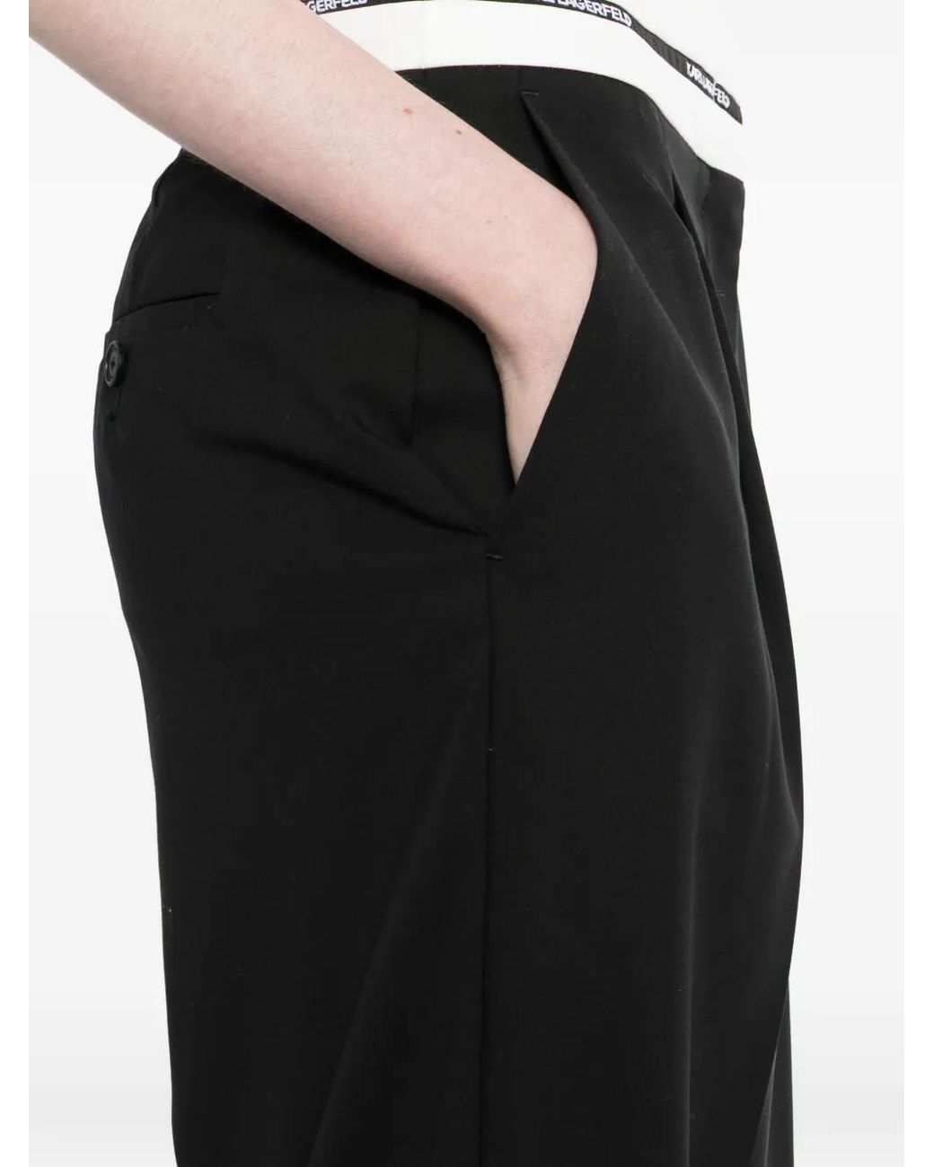 Karl Lagerfeld Black Pantalon À Taille À Logo
