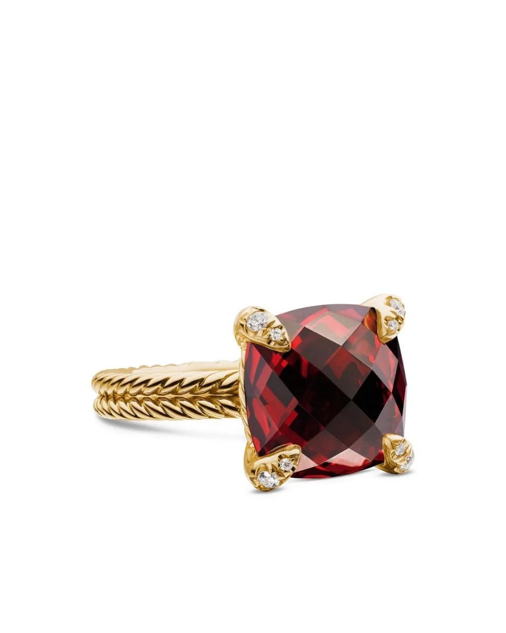 David Yurman Red 18Kt Chatelaine Garnet And Diamond Ring (11Mm)