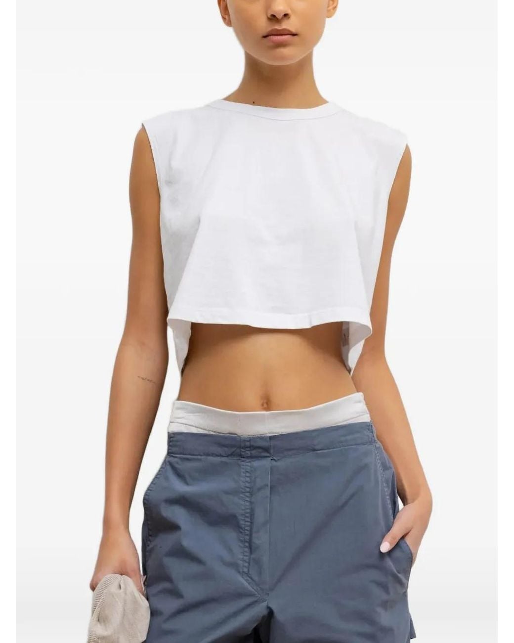 Leset White Margo Cropped T-Shirt