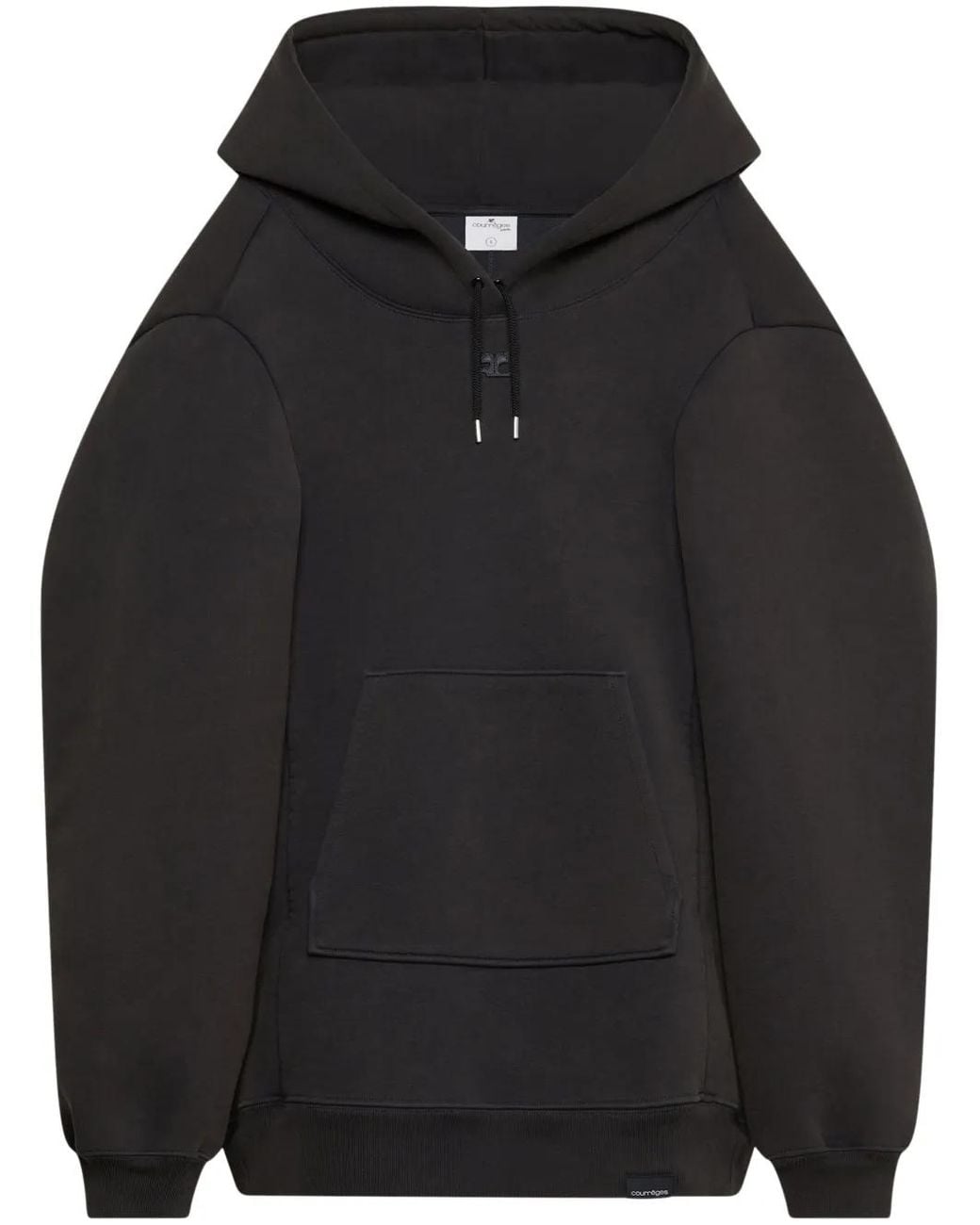 Courreges Black Logo-Embroidered Hooded Dress