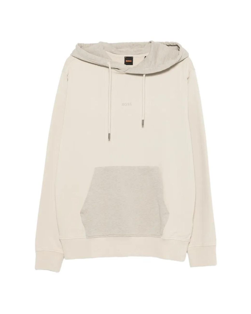 Boss White Logo-Embroidered Drawstring Hoodie for men