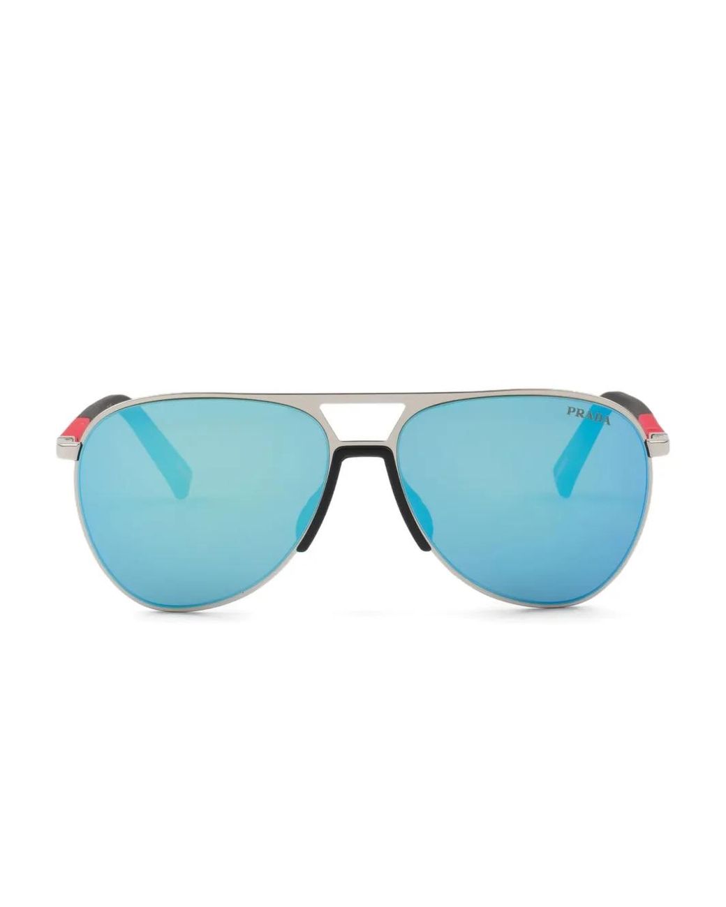 Prada Blue Linea Rossa Metal-Frame Sunglasses for men