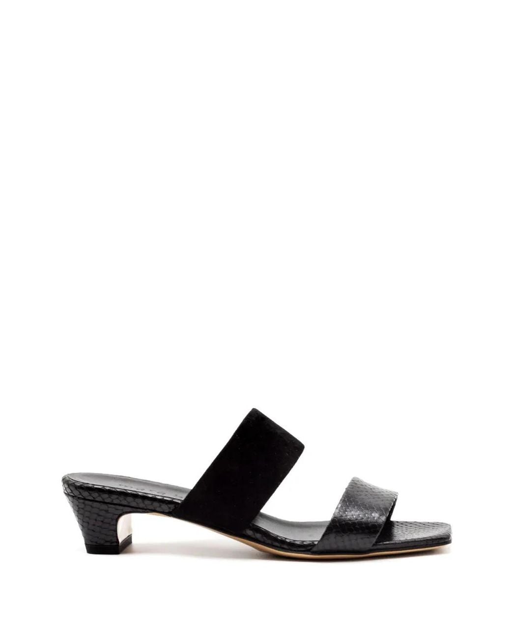 Mara Bini Black Snakeskin-Effect Strap Sandals