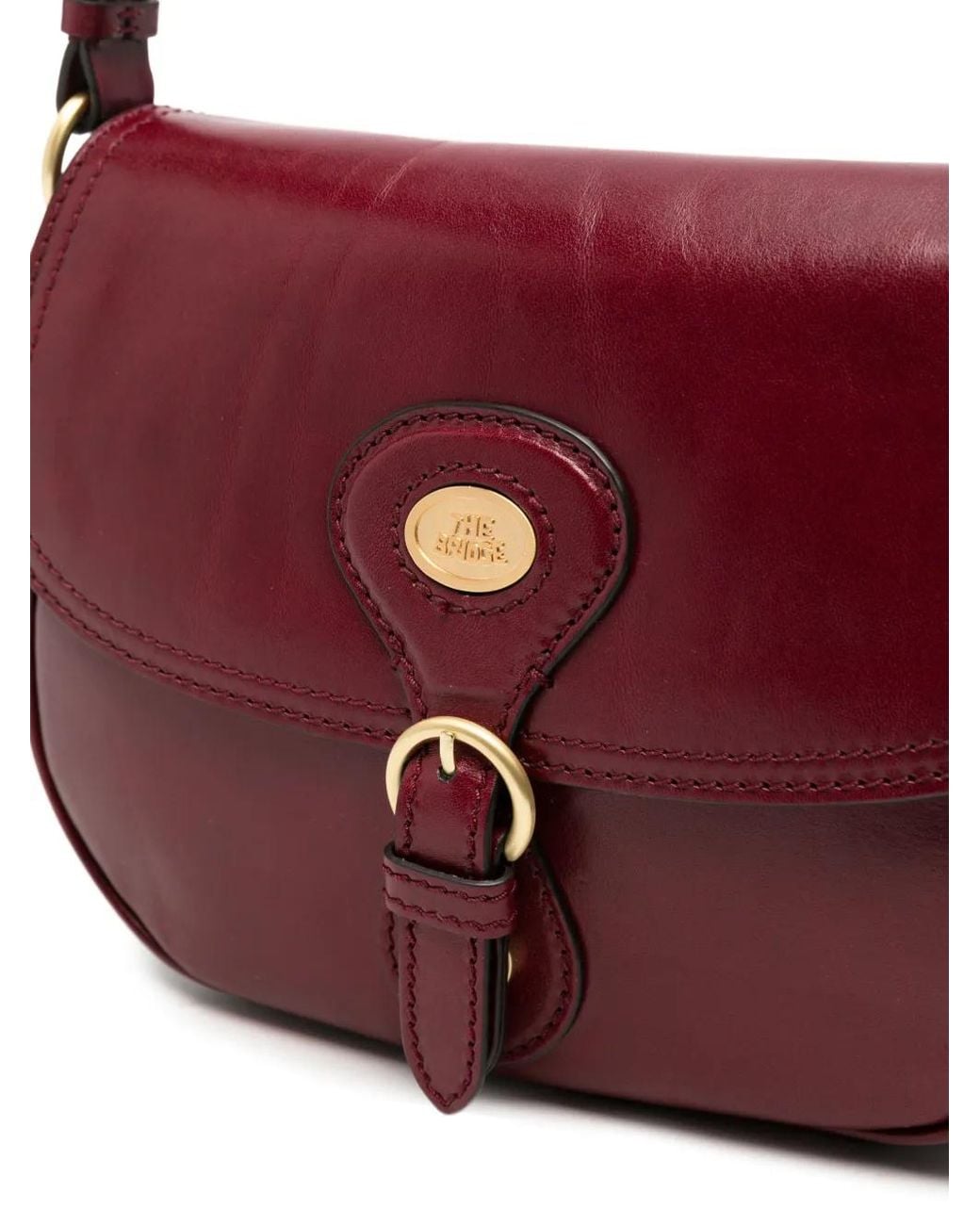 The Bridge Red Buckle-Detail Leather Crossbody Bag