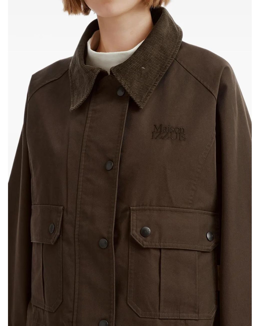 Izzue Brown Jacke Mit Gestepptem Einsatz