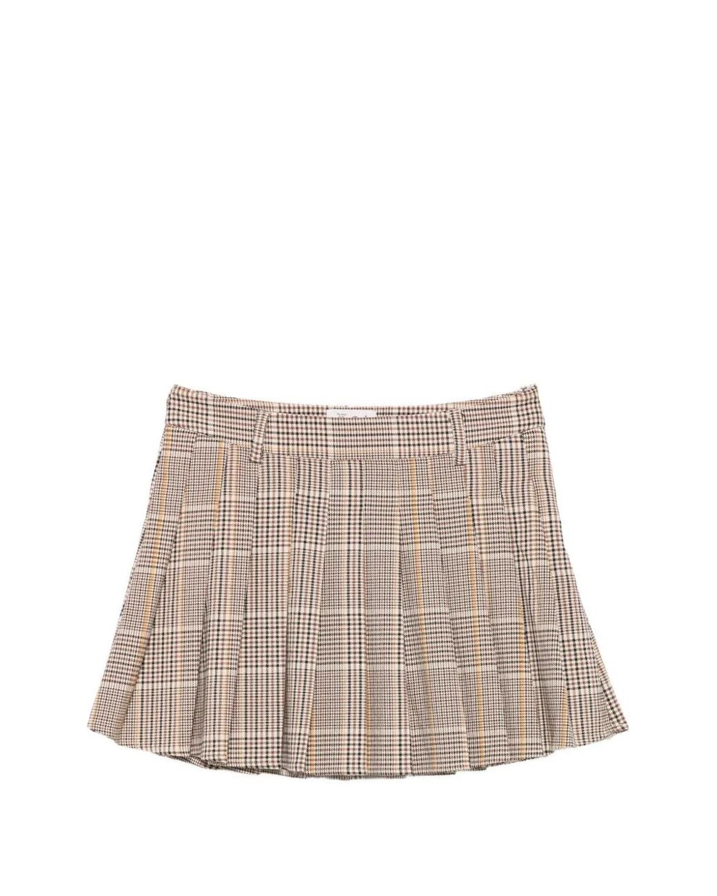Mc2 Saint Barth Natural Tartan Pleated Mini Skirt